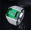8-Carat Men's Emerald-Style Open Ring with 18k Gold and Imitation Diamonds