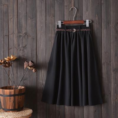 Gonna Estiva Midi al Ginocchio da Donna con Cintura Moda Coreana Donna Vita Alta Pieghettata Linea ad A Gonna da Scuola Femminile