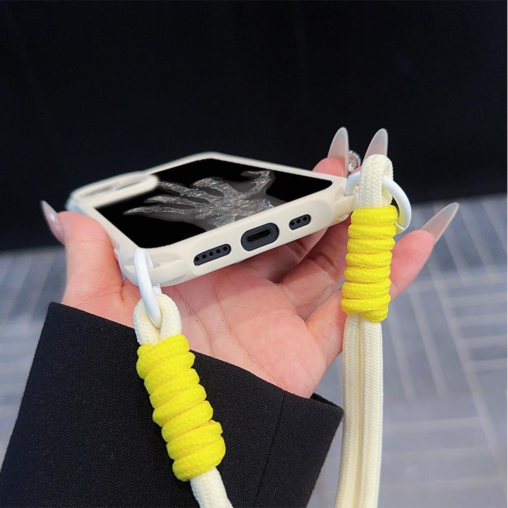 Ae80 Gesture Greeting Design Art Soft Phone Cases for iPhone 16 15 14 13 12 11 Pro Max 8 Plus XR with Wrist Strap Lanyard Corner Protection Back Cover