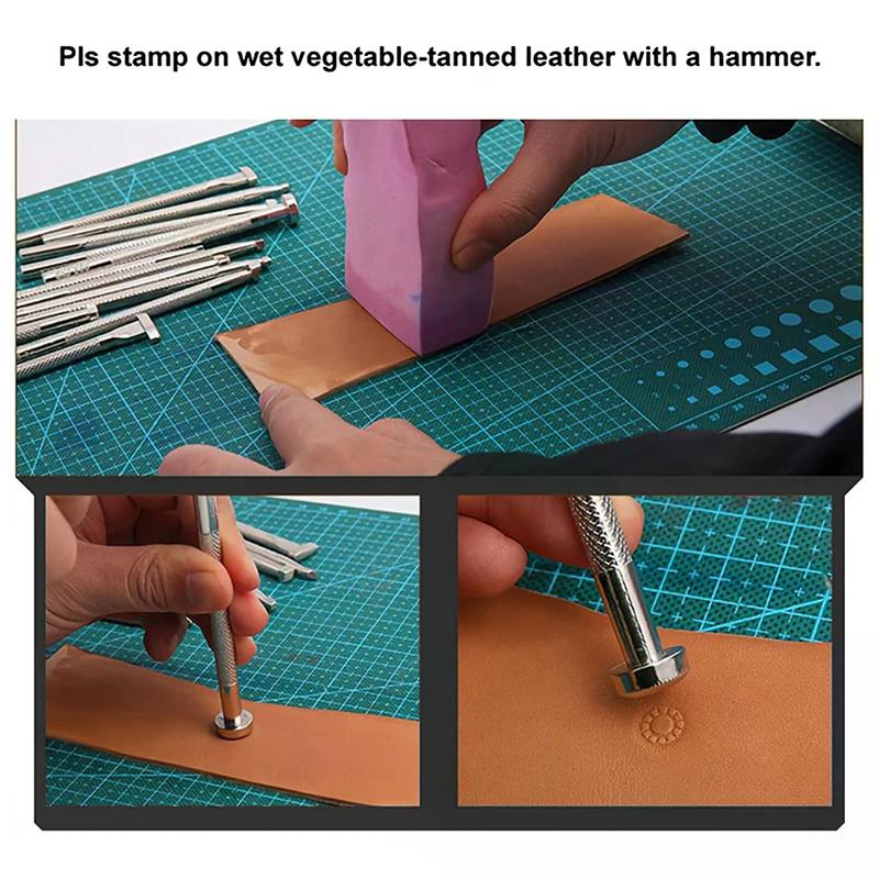 1/2Pcs Leather Stamping Metal Punch DIY Leather Carving Tools Stamp Wax Leather Craft Punch Stamps