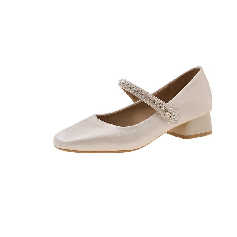 French Mary Jane Shoes Thick Heel Velcro Single Shoes Women's 2025 New Summer Beautiful Skirt Evening Small Leather Shoes