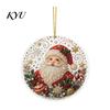 Office Holiday Decorations Christmas Acrylic Hanging Ornament, 2D Flat Double Side Printed Personalized Gifts Santa Snowman Pendant for Tree