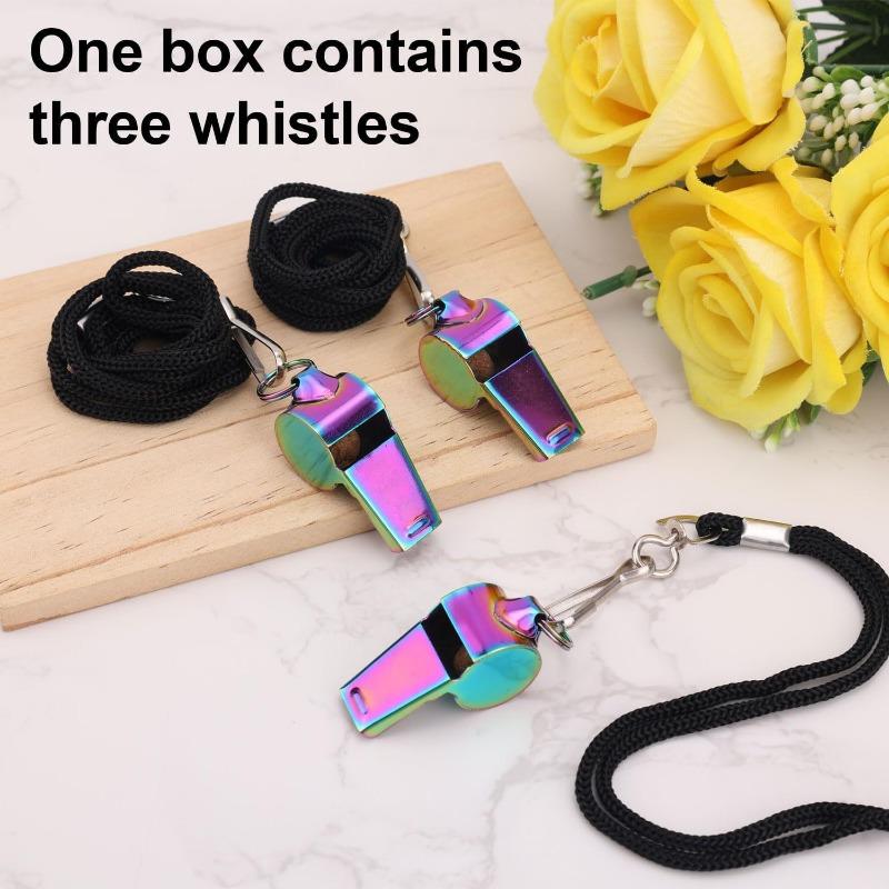 Subcontract High-quality Stainless Steel Rope Colorful Whistle Outdoor Survival Life-saving Coach Football Referee Whistle
