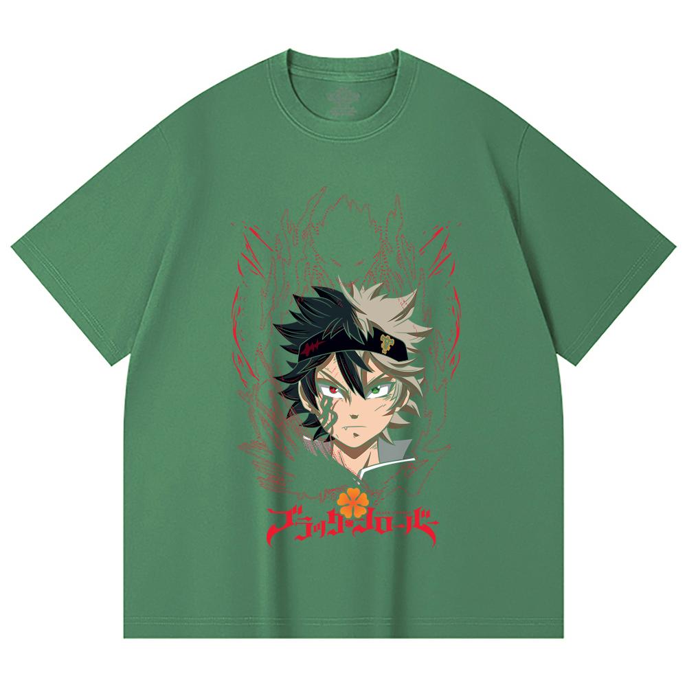 230 Gsm 100% Cotton Black Clover V4 Asta Print Unisex Heavy Cotton T Shirt