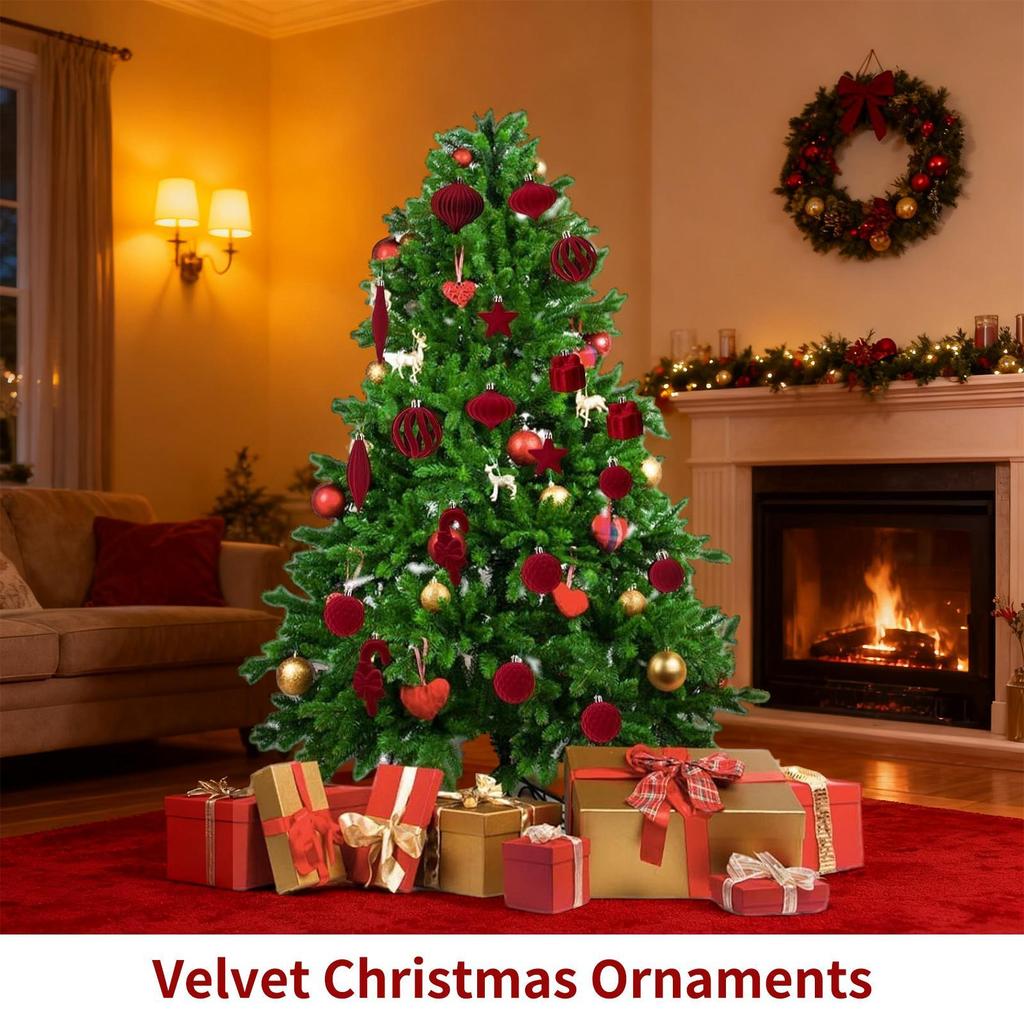 Boules de Noël en velours Incassables Ampoules de décoration pour la maison Décorations de sapin de Noël en velours Pour l'intérieur l'extérieur le jardin