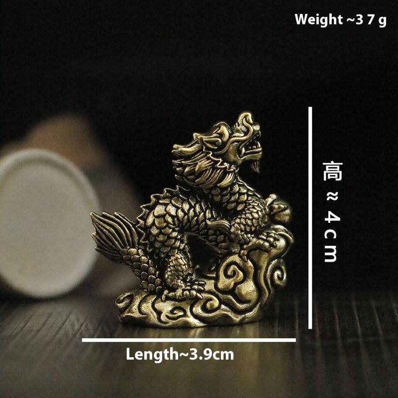 Antique Dragon Statue Ornament Zodiac Animal Brass Crafts Feng Shui Decoration Office Figurines