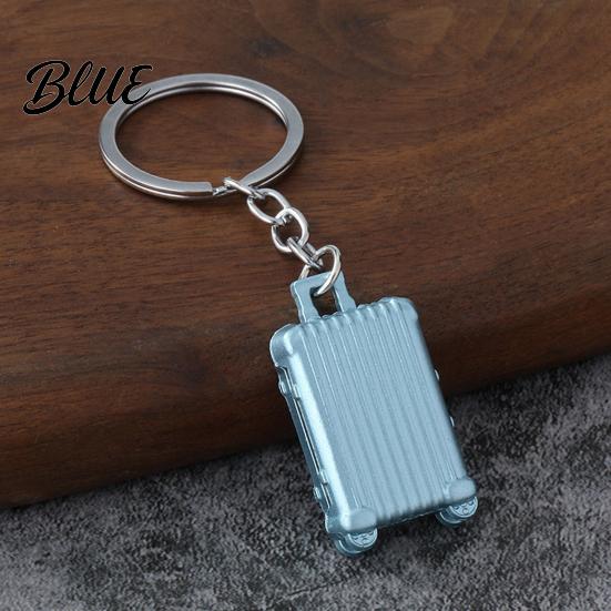 Cute Backpack Accessory Mini Suitcase Keychain Metal Luggage Bag Charm with Rolling Trolley Case Pendant Wheels Travel Themed Accessories Gift for
