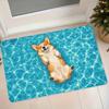 1pc Pool Lying Corgi Flannel Mat, Bathroom Toilet Entrance Water-Absorbing Anti-Slip Foot Mat Foyer Entrance Door Mat Kitchen Bedroom Cartoon Cute Car