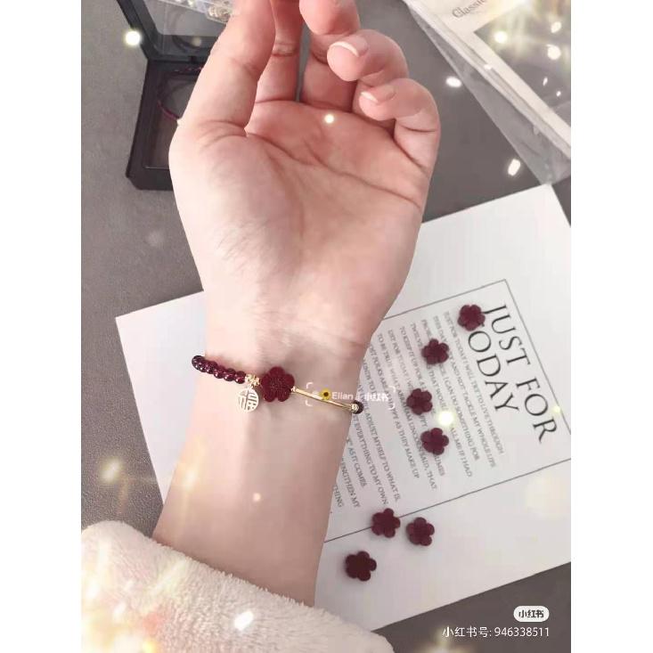 Here's a small red flower for you: a hand-woven bracelet made of cinnabar red garnet, the same style as the one featured on Little Red Book