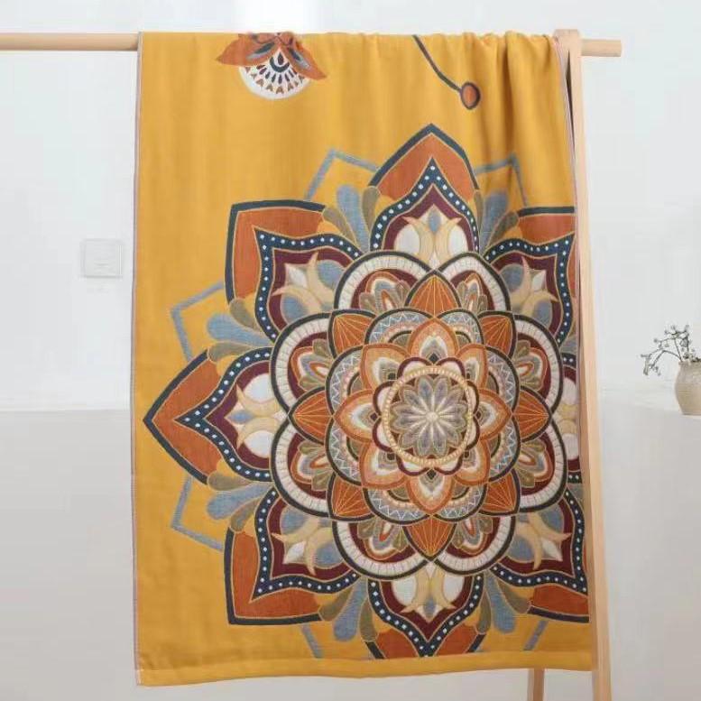 New Soft Ethnic Style Sun God Cotton Bath Towel - Skin-friendly & Absorbent
