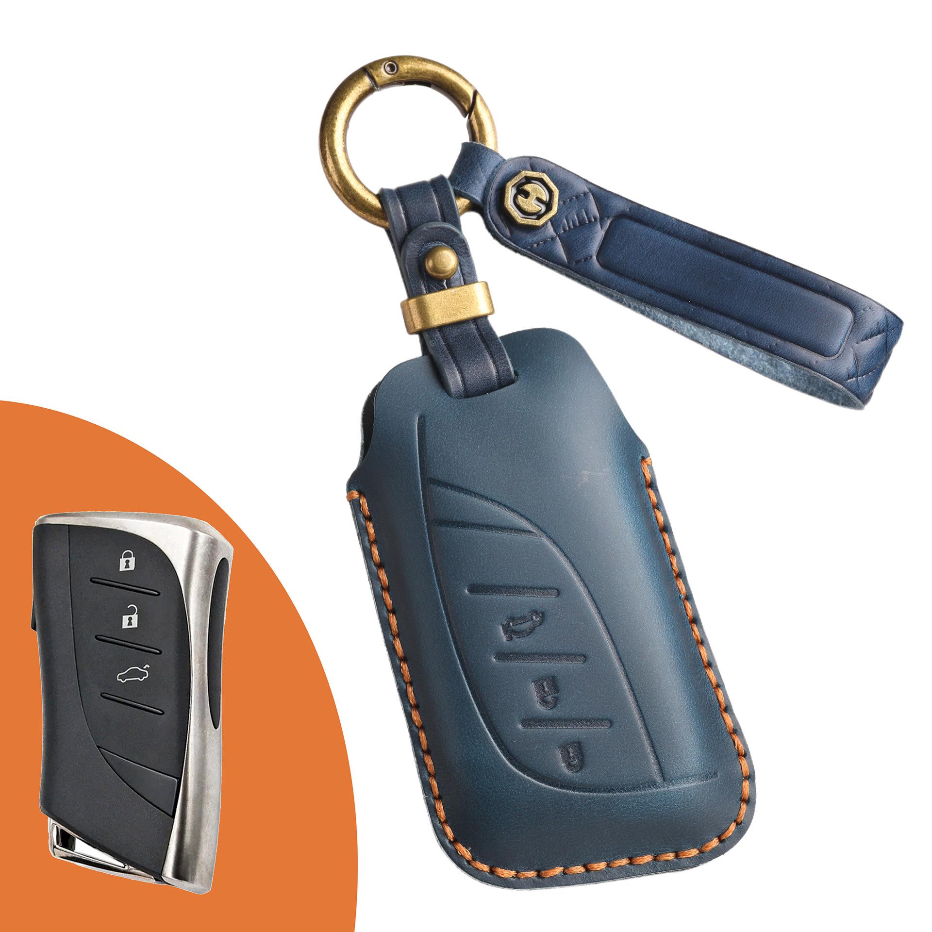 

Ретро кожаный чехол для ключей для Lexus – Ручная работа, с пряжкой синий