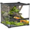 Reptile Glass Terrarium with Stone Background, Front Ventilation, Escape-Proof Knob Lock, 30 X 30 X 30 Cm, Black