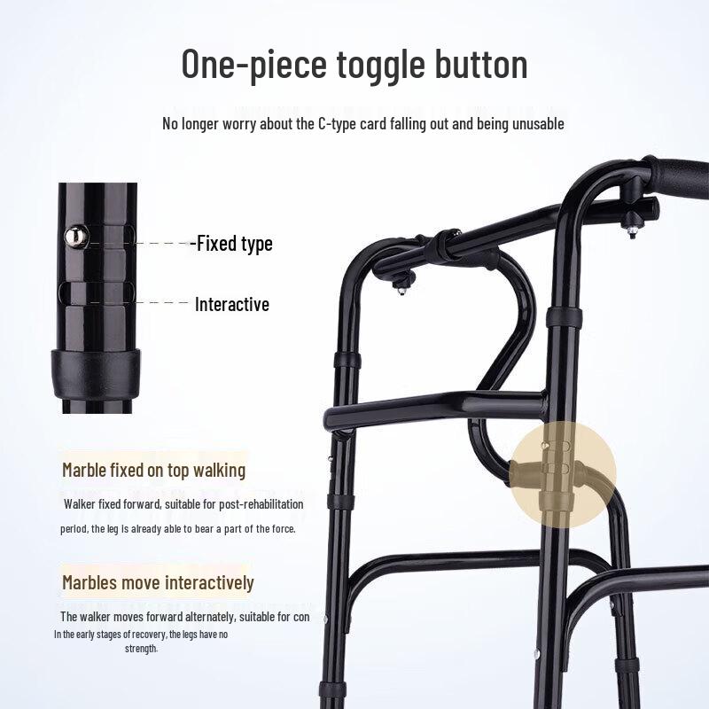 Elderly Mobility Walker with Double Assist Handles and Wheels