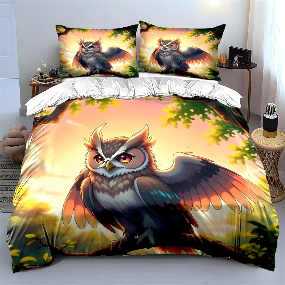 Cartoon Owl and Trees. Bedding Sets Duvet Cover Sets Duvet Covers Pillowcases(1* Duvet Cover 2* Pillowcases Without Duvet Insert)