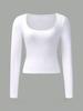2024 Women's Y2K Slimming Solid Color U-Neck Long-Sleeve Top