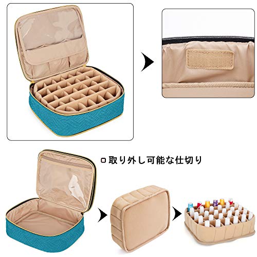 Luxja Removable Double-Layer Nail Polish Case for 60 Bottles with Nail Care Pockets, Teal