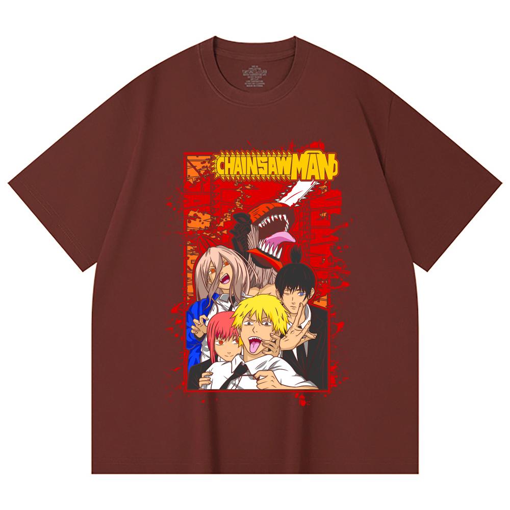 230 Gsm 100% Cotton Chainsaw Man V26 Print Unisex Heavy Cotton T Shirt