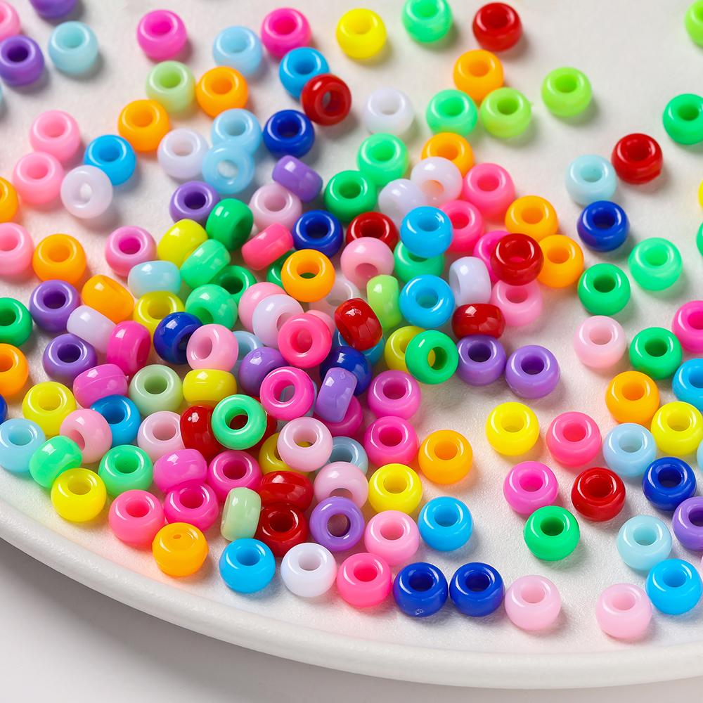 100pcs 4*7mm Acrylic Big Holes Beads Colored Spacer Loose Beads for DIY Necklace Bracelet Phone Charms Jewelry Making Supplies