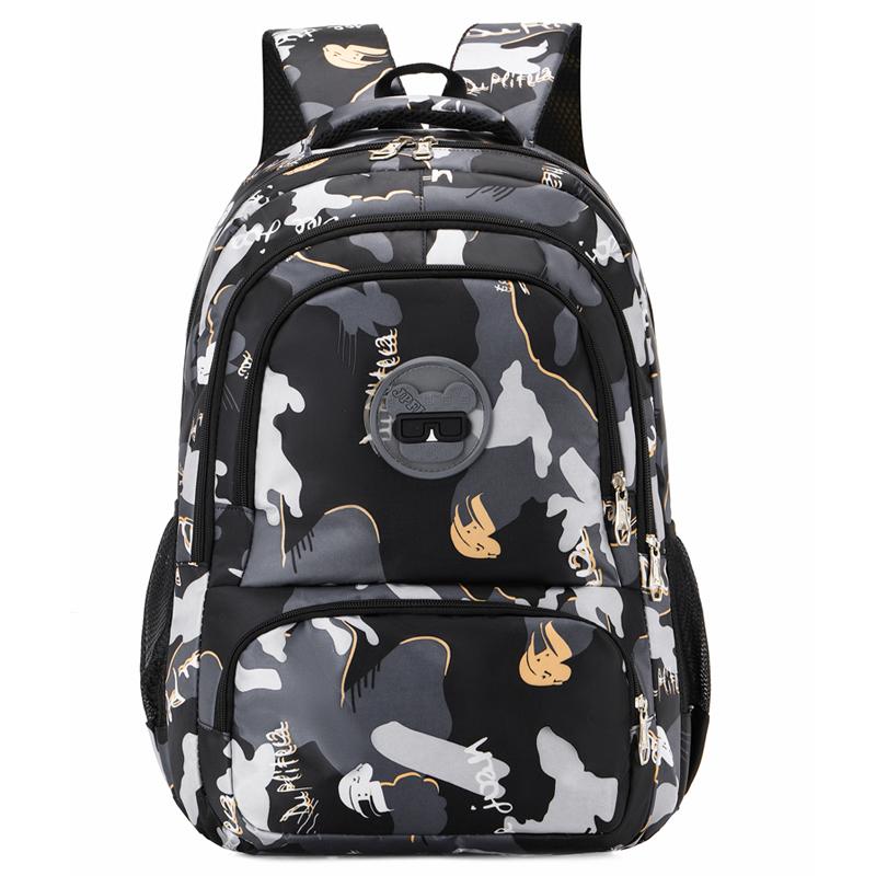 Water Resistant Camouflage Backpack Tactical Bag Nyl Tear Resistant Compartments Padded Straps Men Students Outdoor Daypack чёрный