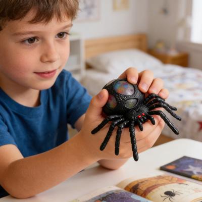 Spinne Knetspielzeug Realistisches Stressabbau Fidget Spielzeug Weiches TPR Spielzeug mit bunten Perlen innen Streich Spaß Halloween Geschenke