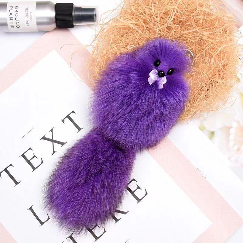 Cute Fox Car Keychain Pendant Plush Fur Doll Bag Hanging Decoration Gift