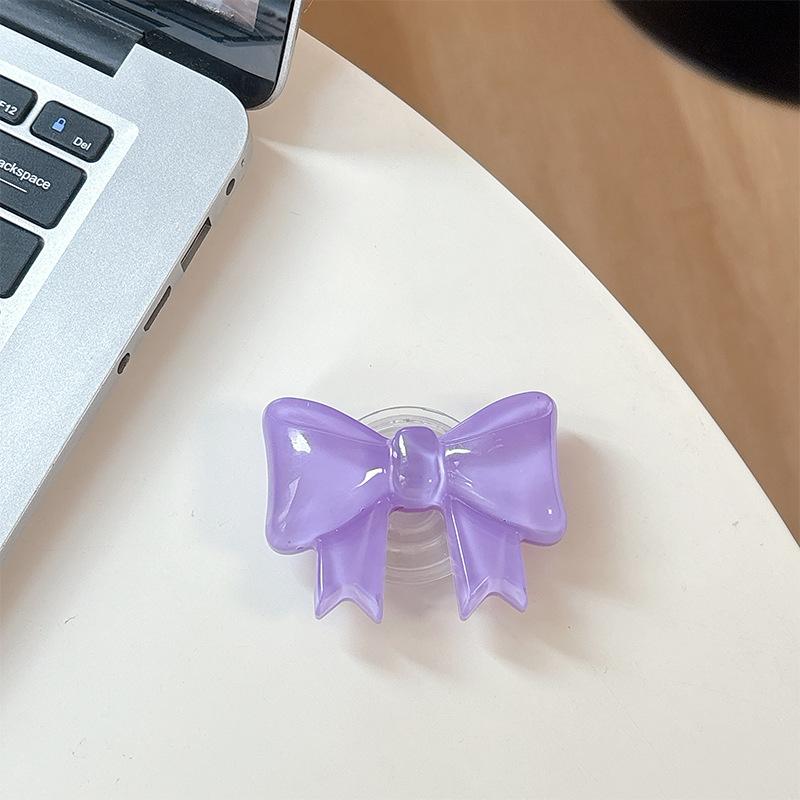 Solid Color Bow Mobile Phone Airbag Bracket Paste Retractable Ring Girl Desktop Drama Support