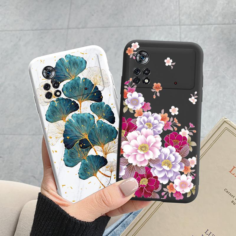 For Poco X4 Pro 5G M4Pro Cover Funda Vintage Flower Leave Protective Cover TPU Capa For Xiaomi Poco X4 Pocox4 X 4 M4 Pro Coque