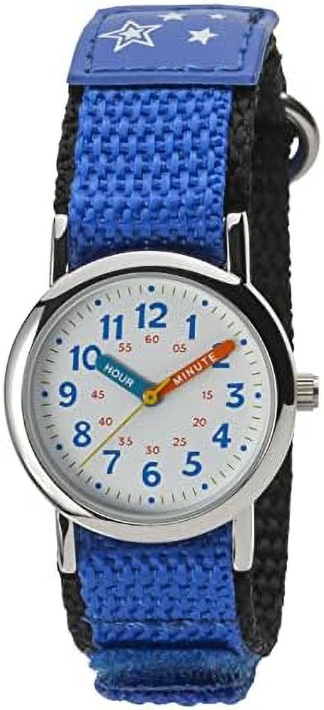 [Clefer] Analog Wristwatch for Kids, Waterproof, Cloth Strap, Nylon Strap, Blue, NB-AK216-A