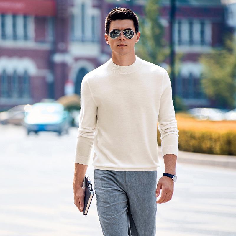 Men's Thickened Wool Sweater, Machine Washable, Solid Color - W9310 (Autumn/Winter)