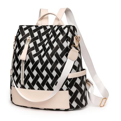 New Nylon Backpack for Women with Large Capacity, Korean Version Versatile, College Style, Diamond Grid Waterproof and Anti-theft Lightweight Backpack