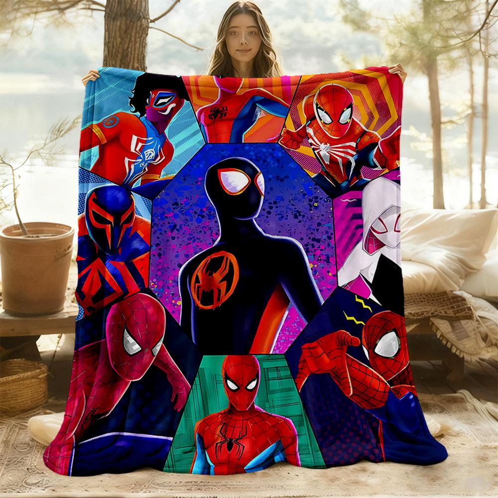 Spider-Man Outdoor Flannel Throw Blanket - HD Printed Lightweight Soft Warm All-Season Blanket for Sofa, Bed, Travel, Camping 1203040