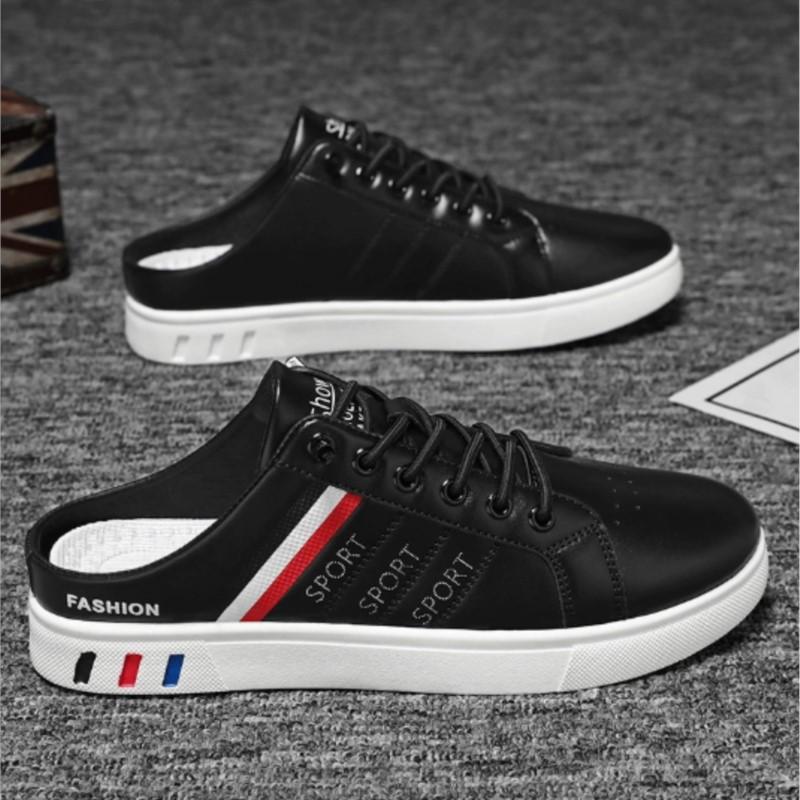 Men's Shoes, Summer Men's Large-sized White Sneakers Semi-slippers Casual Sneakers Men's Shoes Without Heels Slippers H177