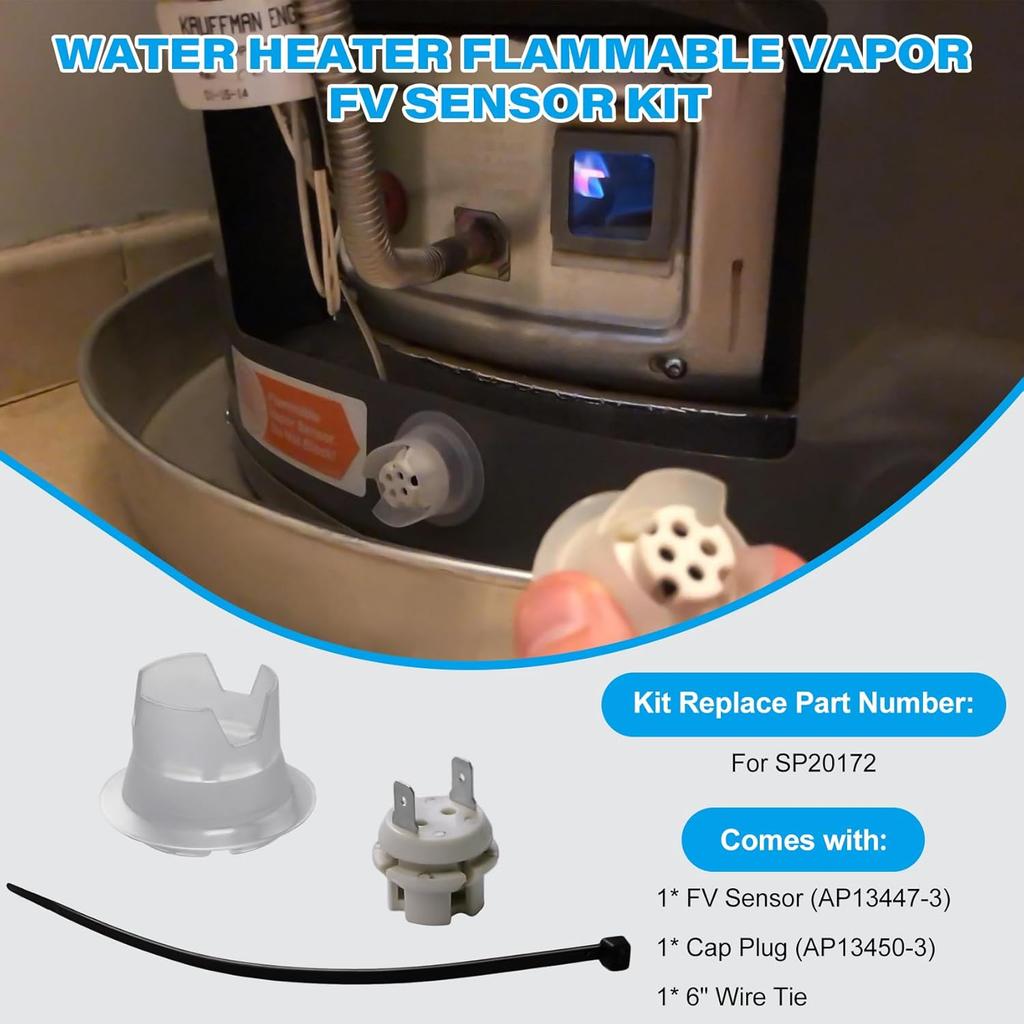 SP20172 Water Heater Flammable Vapor FV Sensor Assembly Kit, Compatible with Rheem Ruud and Richmond FVIR Water Heaters, Comes with AP13447-3 FV