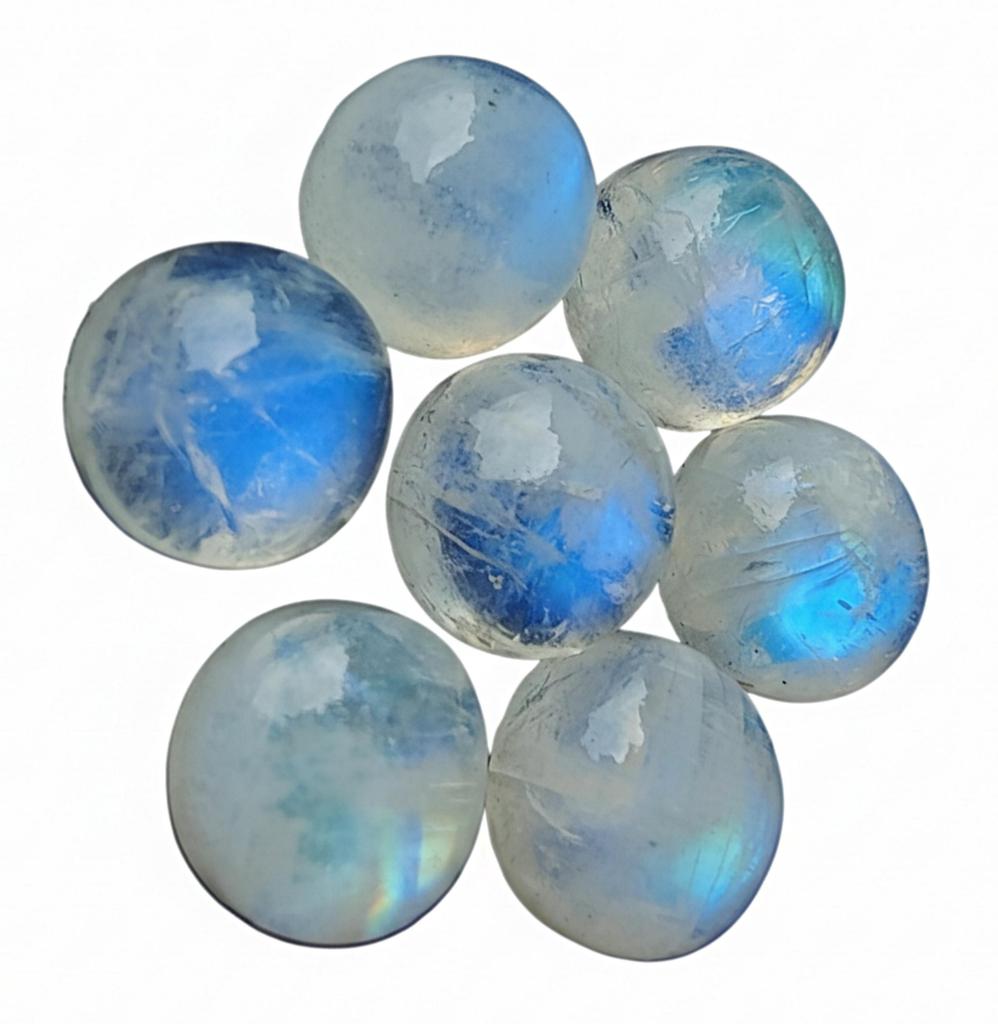 Natürlicher Blauer Flash Regenbogenmondstein Runder Cabochon Edelstein AAA Qualität Alle Größen
