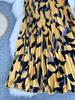European & American Printed Pleated A-line Midi Skirt for Women - High-waisted, Versatile & Slimming