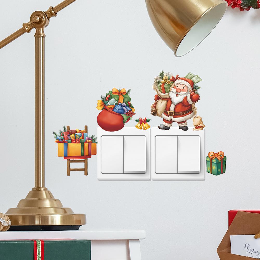 Cartoon Santa Claus Giving Gifts, Switch Stickers, Home Background Beautification and Decoration Wall Stickers