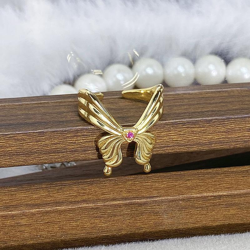 Medieval Butterfly Series Open Ring Niche Light Luxury High Sense Personalized Retro Ring Woman