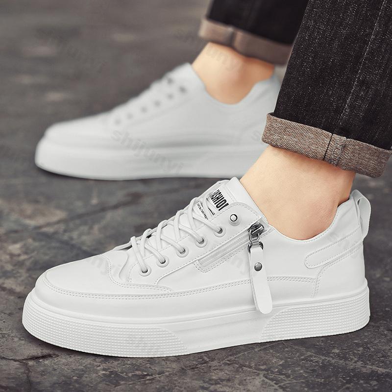 Man Casual Sneakers Large Size Fashion Designer Zipper Comfortable Loafers Leisure Versatile Hard-wearing Slip on Flat Shoes
