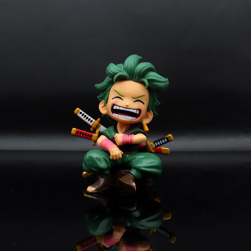 12cm Anime Figure One Piece Monkey D Luffy Roronoa Zoro Kawaii Toys Q Figural Nendoroid Car Decoration PVC Model Fans Gifts