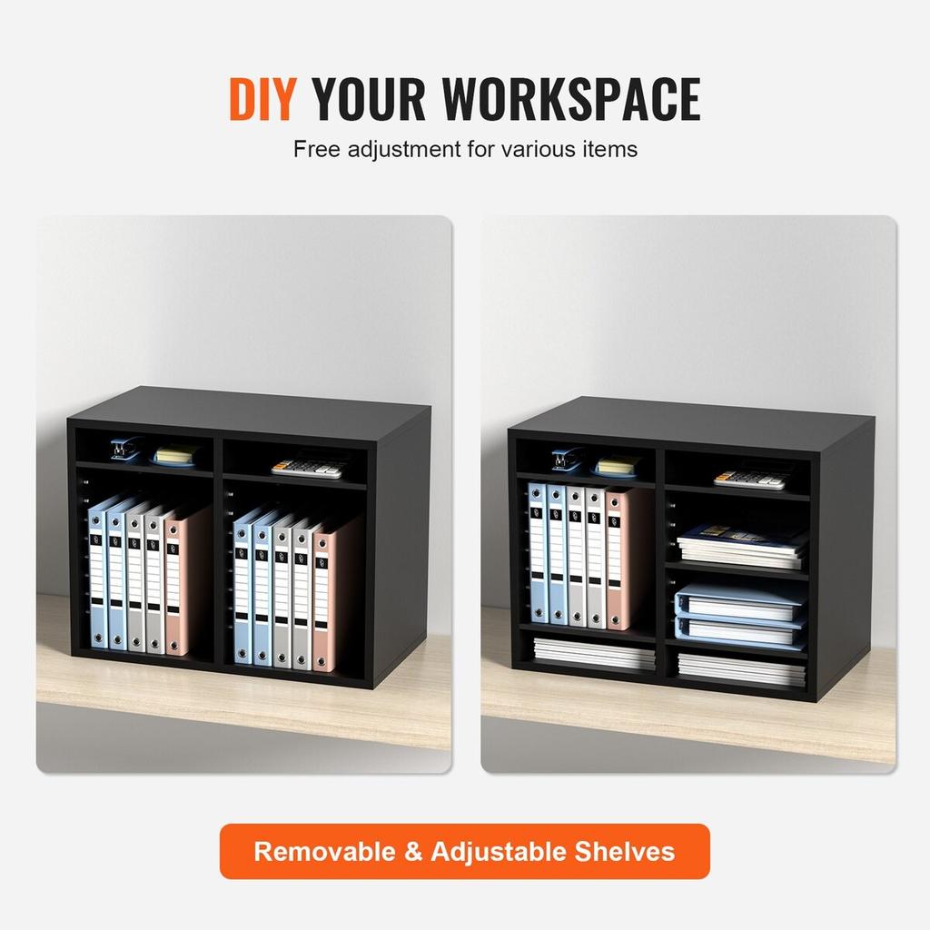 Wood Literature Organizer, 12 Compartments, File Sorter with Removable Shelves, Mailboxes Slot for Office Home Classroom Mailrooms Organization, EPA