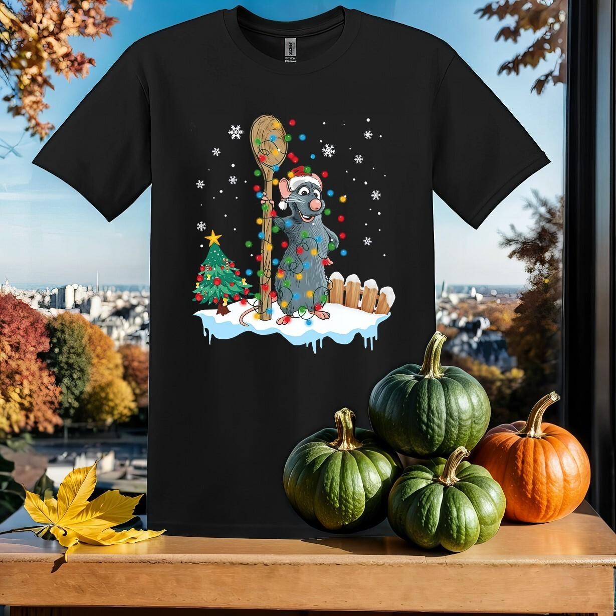 Lovely Remy Ratatouille Santa T-Shirt Mens Womens Tees Top T Shirt Mens Womens Tees Top Men Women Unisex Tshirt SY491 S