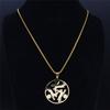 3 Rabbits Running Moon Celtic Triskele Necklace for Women/Men Gold Color Stainless Steel Witch Animal Necklaces Pendants Jewelry