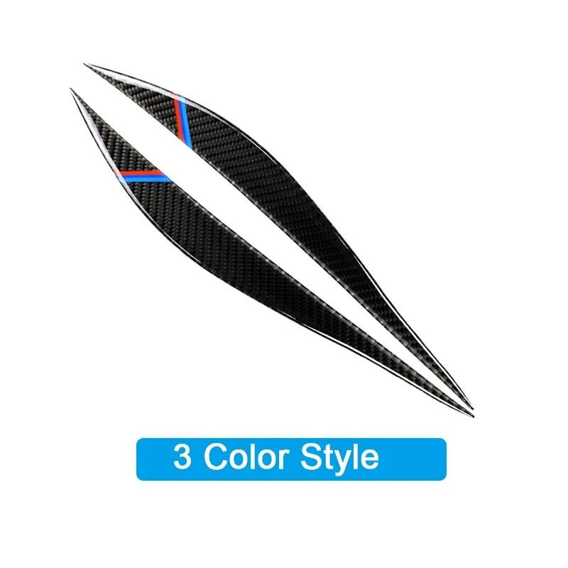 2PCS Carbon Fiber Car Front Scheinwerfer Augenbrauen Lampe Streifen Dekorative Aufkleber Für BMW 3 Serie F30 2013-15 außen Zubehör