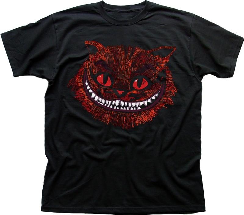 EVIL CHESHIRE Cat Alice in Wonderland All Mad here Hatter black t-shirt 9583 S