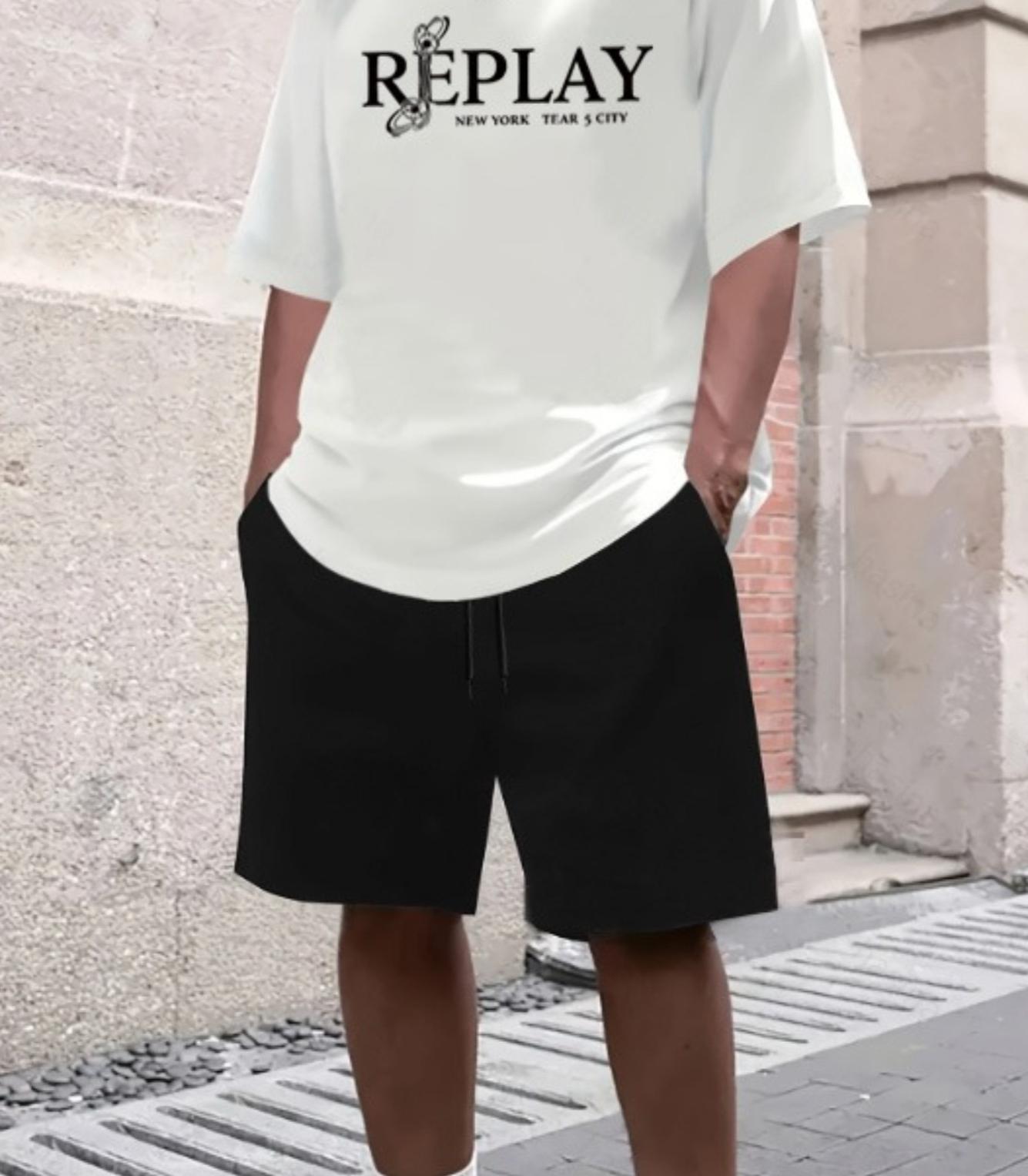 

Men s 2-Piece Tracksuit Set Trendy Short Sleeve T-Shirt and Shorts Streetwear XXL білий