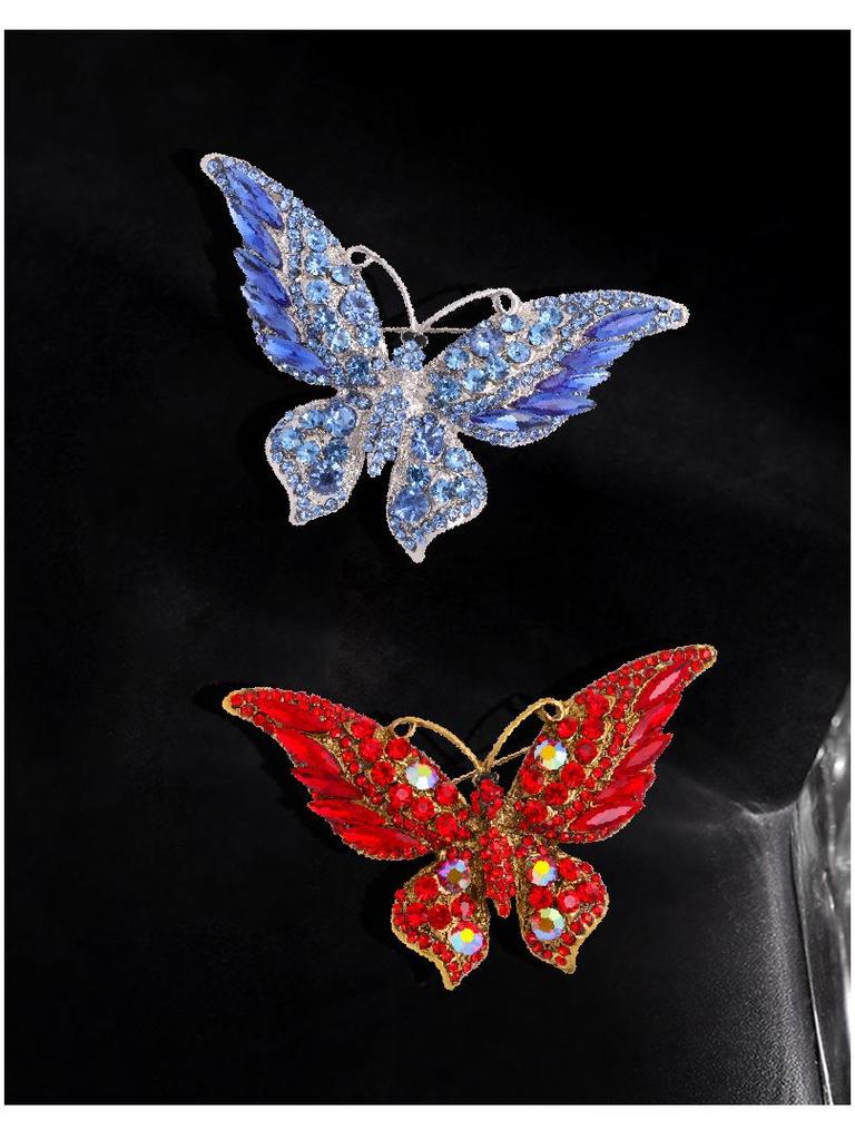 Broche Papillon en Cristal Élégant - Accessoire de Luxe Polyvalent pour Femmes pour Manteaux, Corsages et Chaussures