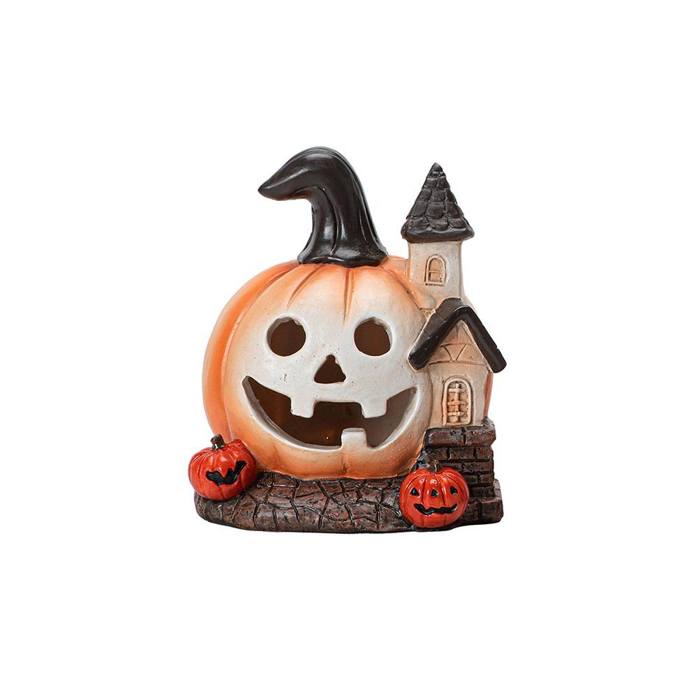 Resin Halloween Pumpkin House Scary Haunted House Ornaments Pumpkin Sculpture  Festival Decor