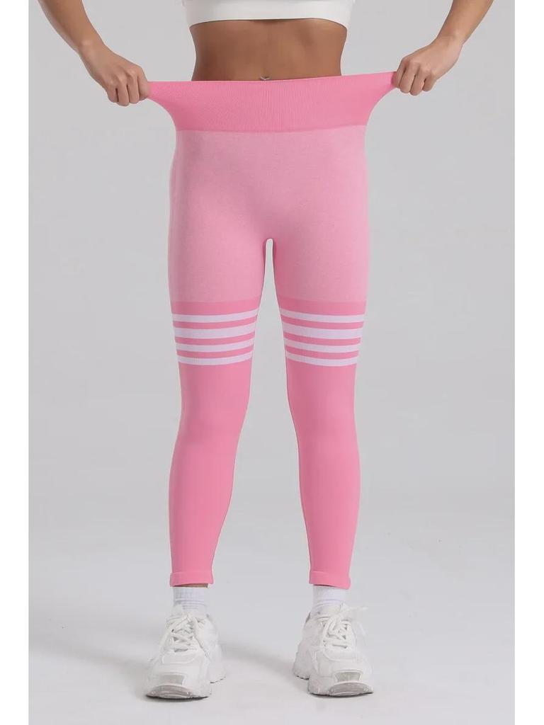 Damen High Waist Gestreifte Yoga Leggings - Schnelltrocknend, Hüftlift, Fitness- & Laufhosen