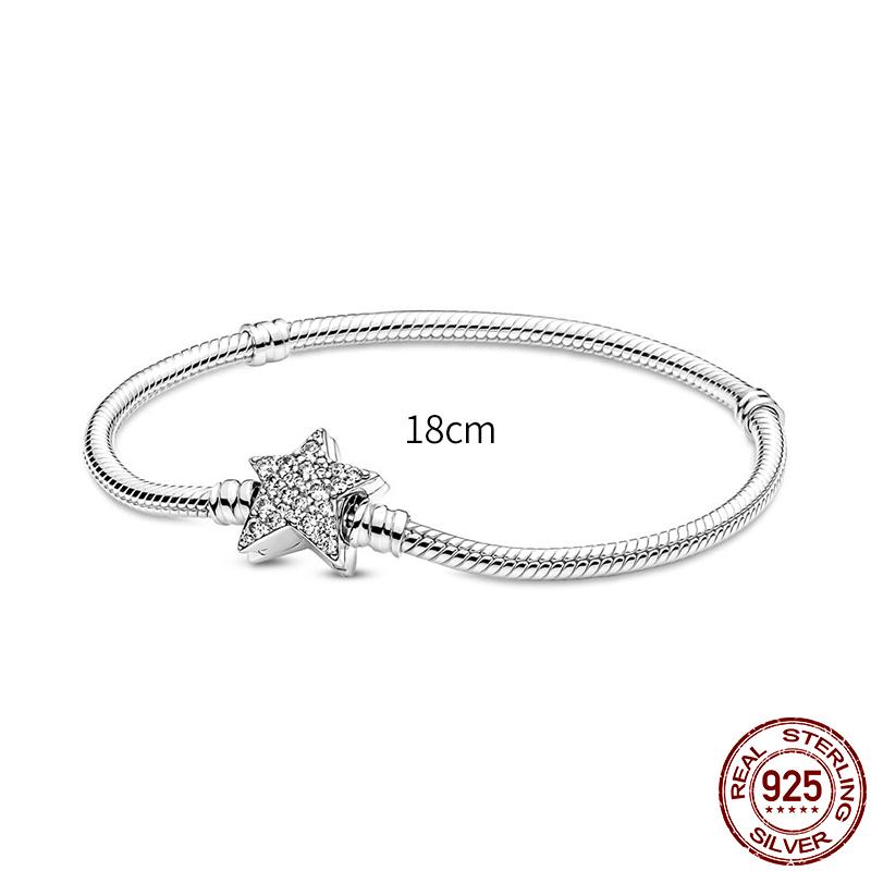 925 Silver Snake Chain Charm Bracelet For Women Fits Original Pendant Bead Heart Jewelry New In