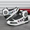 Men Motorcycle Boots Black Leather Biker Shoes Motocross Boots Protective Gear Shift Rubber Sole Retro Motorbike Shoes Women